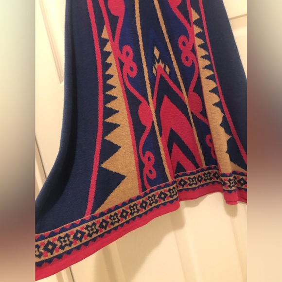 Bohemian Print Knit Short Sleeve A-Line Sweater Dress  (New!) - Picture 3 of 7